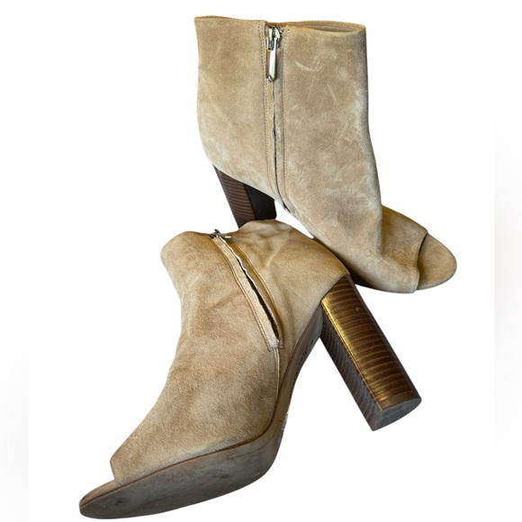 Sam Edelman Suede Yarin Open Toe Bootie Tan Colour - Picture 3 of 8